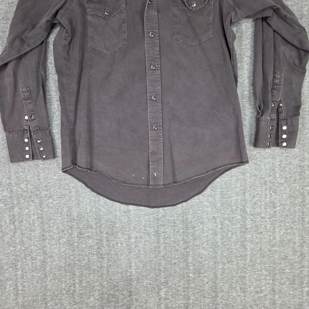 VTG Wrangler Shirt Men X Long Tails Western Snap Long Sleeve Brown Regular Fit - Picture 2 of 10